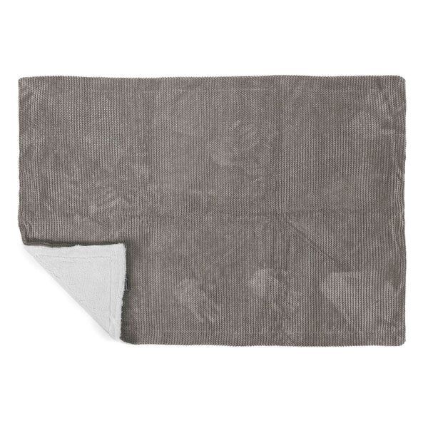 Plaid / Couverture Sherpa - Pompon Anthracite 02