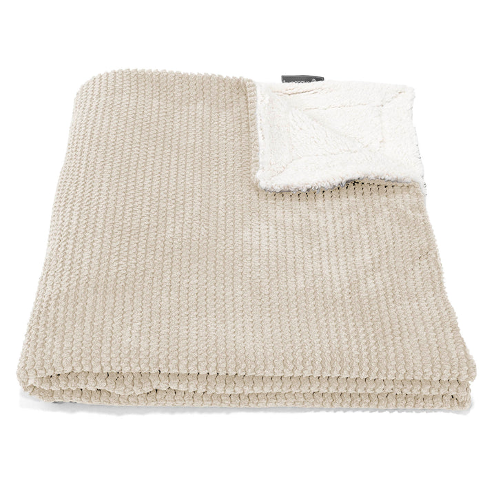 Plaid / Couverture Sherpa - Pompon Crème 01