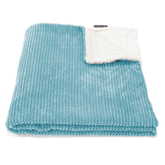 Plaid / Couverture Sherpa - Pompon Mer Égée 01