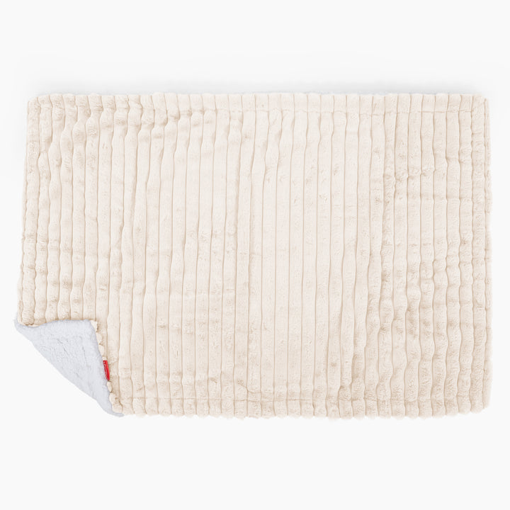 Plaid / Couverture Sherpa - Velours Côtelé Ultra Pelucheux Crème 03