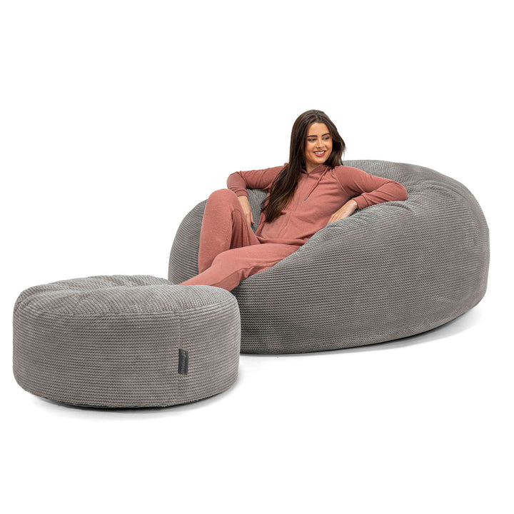 Canapé Pouf Géant Grande Mammouth - Pompon Anthracite 02