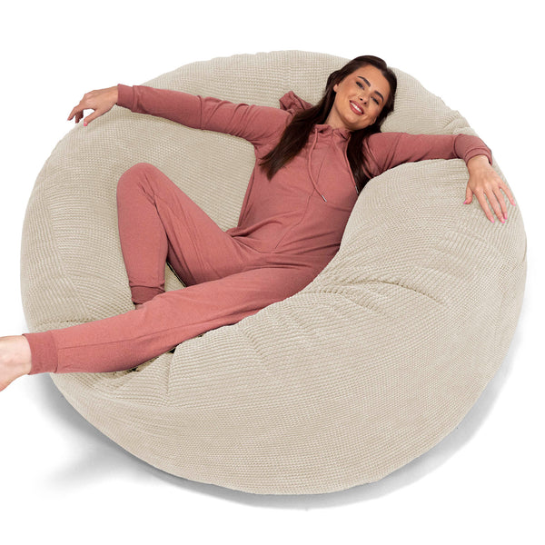Canapé Pouf Géant Grande Mammouth - Pompon Crème 01