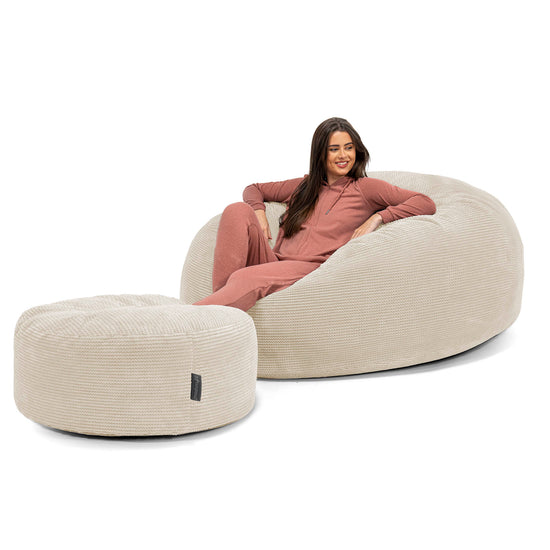 Canapé Pouf Géant Grande Mammouth - Pompon Crème 02