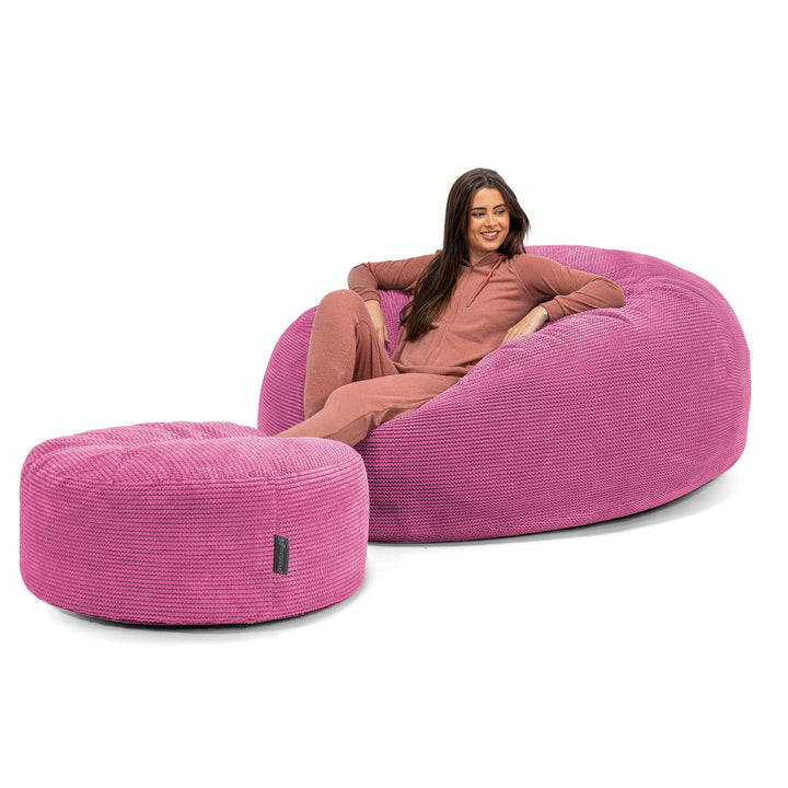 Canapé Pouf Géant Grande Mammouth - Pompon Rose 02