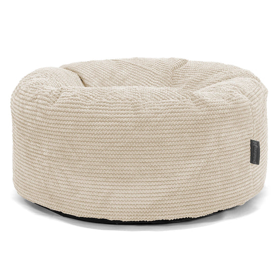 Pouf Design Rond - Pompon Crème 01
