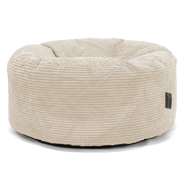 Pouf Design Rond - Pompon Crème 01