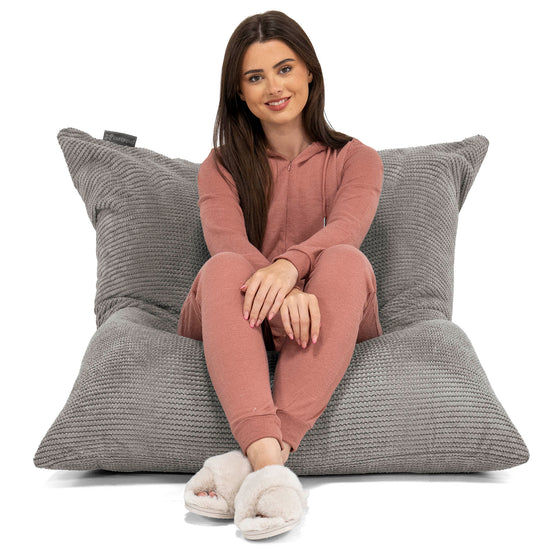 Pouf Fauteuil Design - Côtelé Gris Acier 3048
