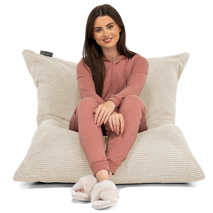 Pouf Fauteuil Design - Côtelé Gris Acier 3055