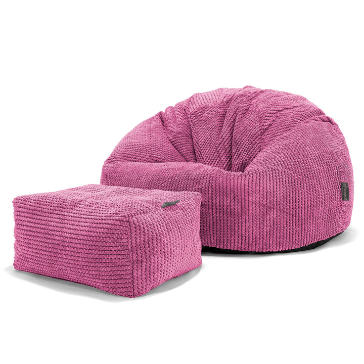Pouf Poire Classique - Pompon Rose 02