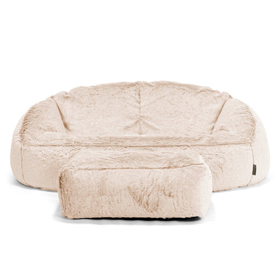 Pouf Canapé Bubble - Fausse Fourrure Lapin Blanc 02