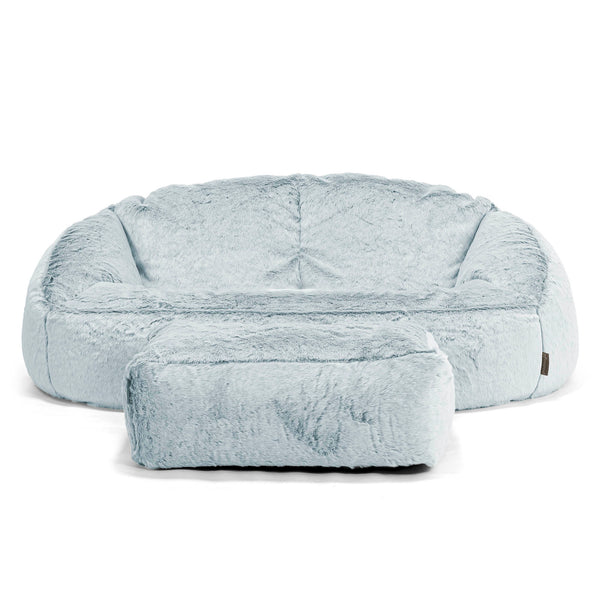 Pouf Canapé Bubble - Fausse Fourrure Lapin Bleu Pastel 01