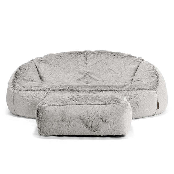 Pouf Canapé Bubble - Fausse Fourrure Lapin Gris clair 01