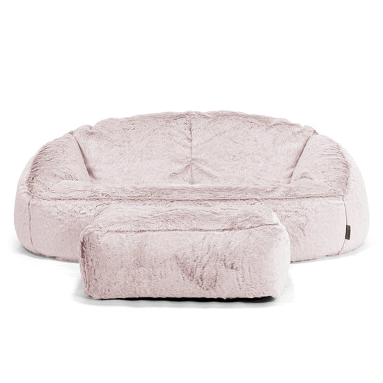 Pouf Canapé Bubble - Fausse Fourrure Lapin Rose Pastel 02