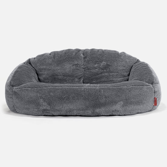Pouf Canapé Bubble - Fausse Fourrure Nounours Gris Foncé 01