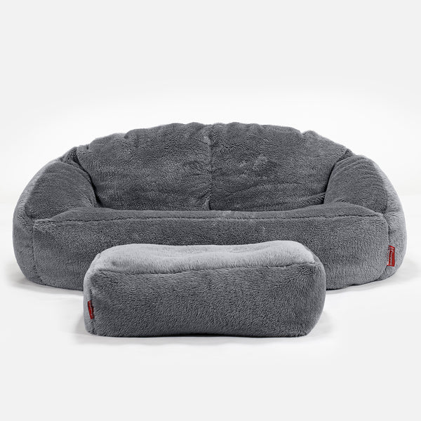 Pouf Canapé Bubble - Fausse Fourrure Nounours Gris Foncé 01
