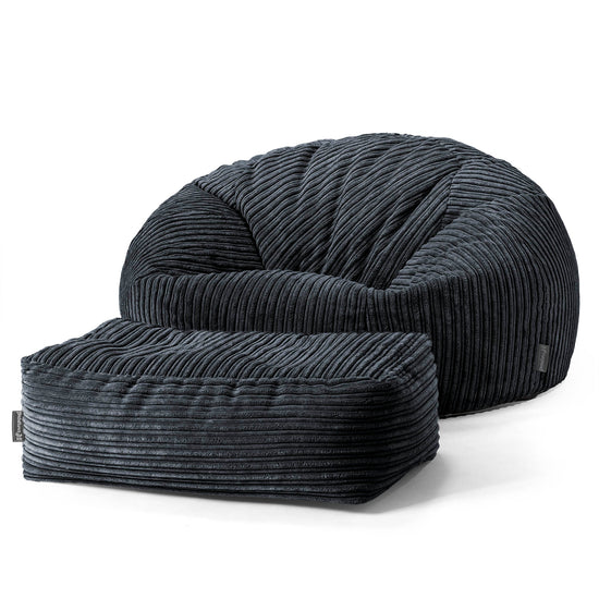 Pouf Canapé Classique - Côtelé Noir 03