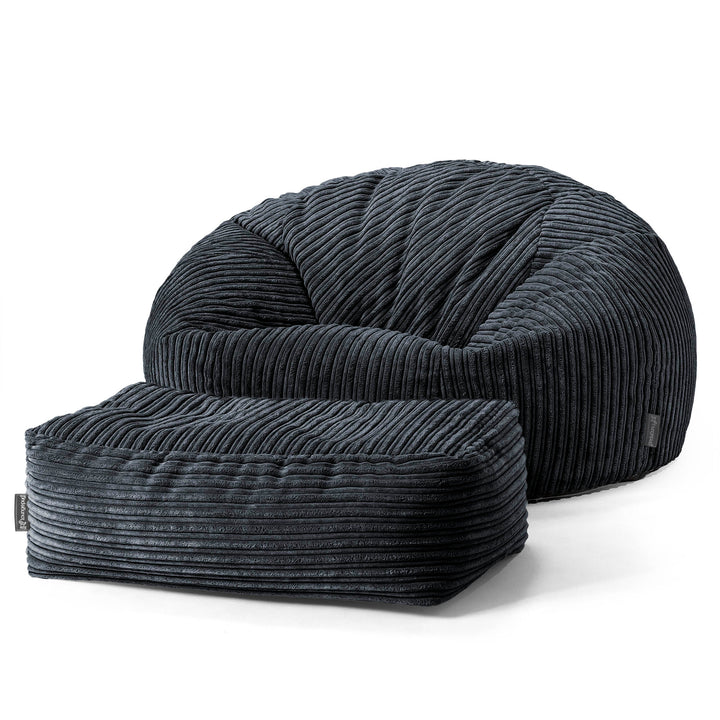 Pouf Canapé Classique - Côtelé Noir 03