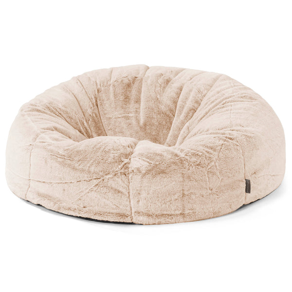 Pouf Canapé Classique - Fausse Fourrure Lapin Blanc 01