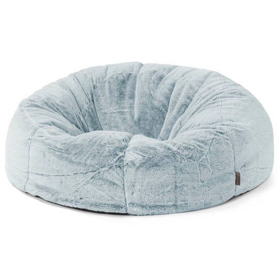 Pouf Canapé Classique - Fausse Fourrure Lapin Bleu Pastel 01