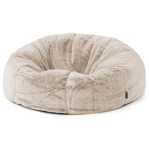Pouf Canapé Classique - Fausse Fourrure Lapin Brun Doré 01