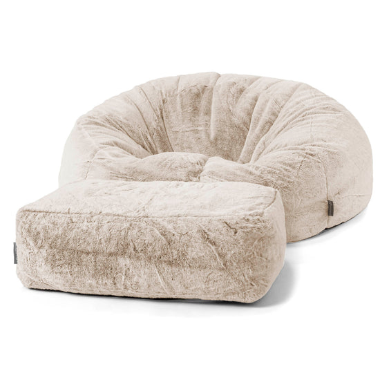 Pouf Canapé Classique - Fausse Fourrure Lapin Brun Doré 02