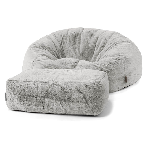 Pouf Canapé Classique - Fausse Fourrure Lapin Gris clair 02