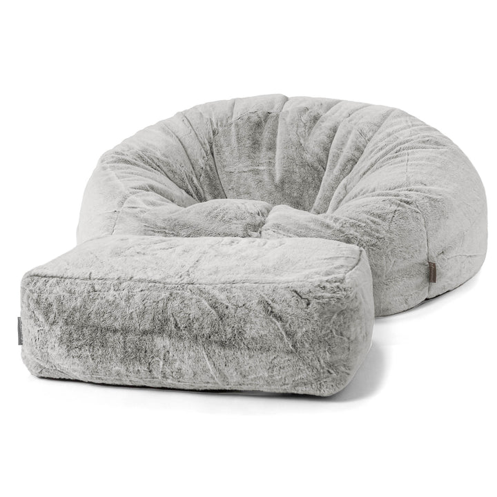 Pouf Canapé Classique - Fausse Fourrure Lapin Gris clair 02