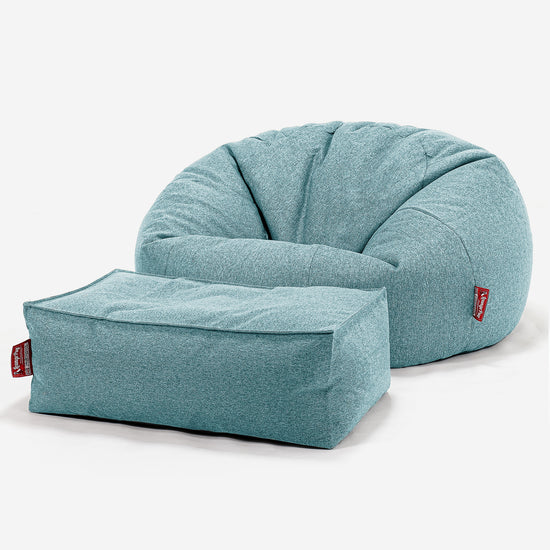 Pouf Canapé Classique - Interalli Laine Aqua 02