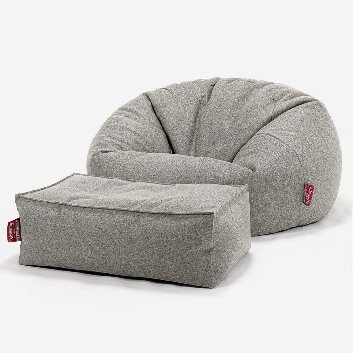 Pouf Canapé Classique - Interalli Laine Argent 02