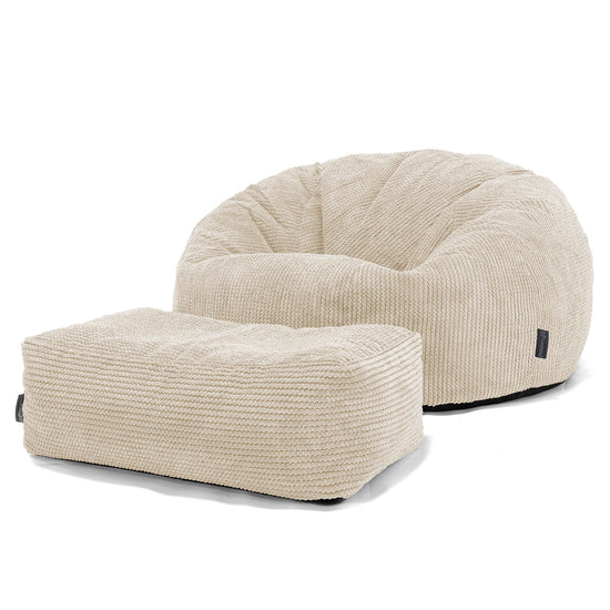 Pouf Canapé Classique - Pompon Crème 02