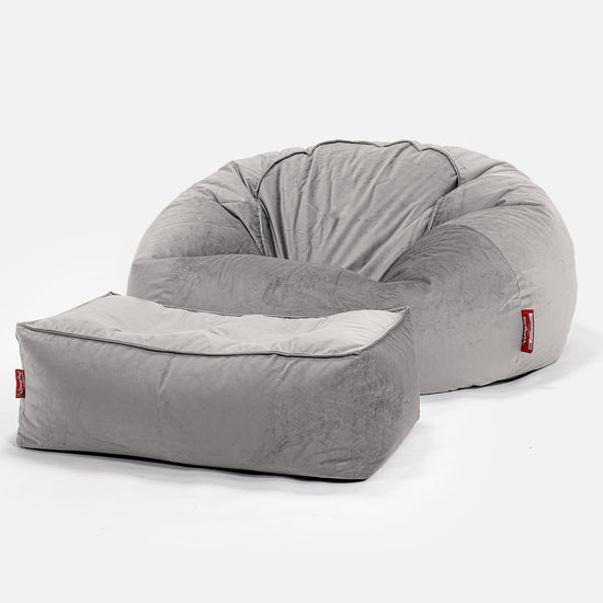 Pouf Canapé Classique - Velours Argent 02