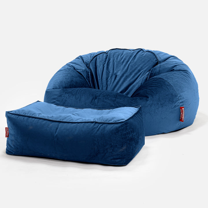 Pouf Canapé Classique - Velours Bleu Marine 02