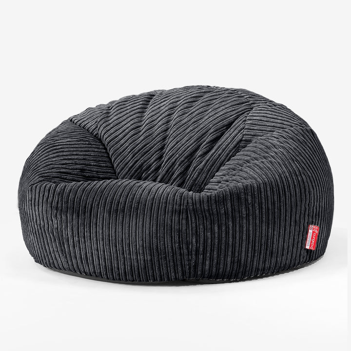 Canapé Pouf pour Enfant 6-14 ans - Côtelé Noir 02