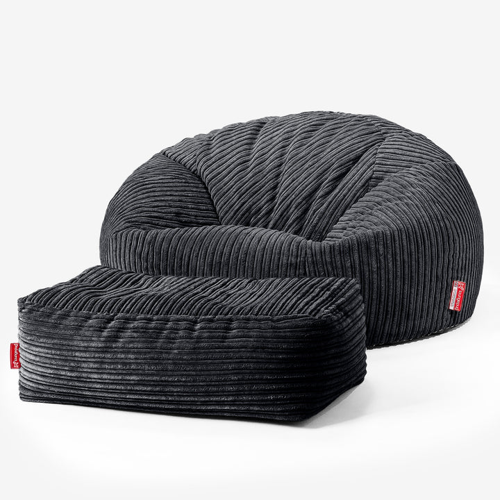 Canapé Pouf pour Enfant 6-14 ans - Côtelé Noir 03