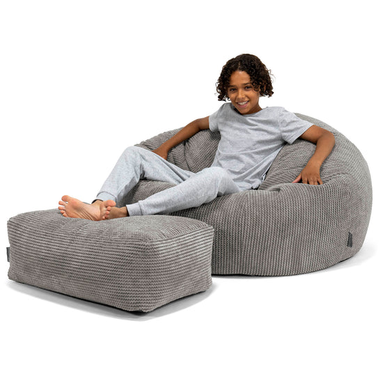 Canapé Pouf pour Enfant 6-14 ans - Pompon Anthracite 01