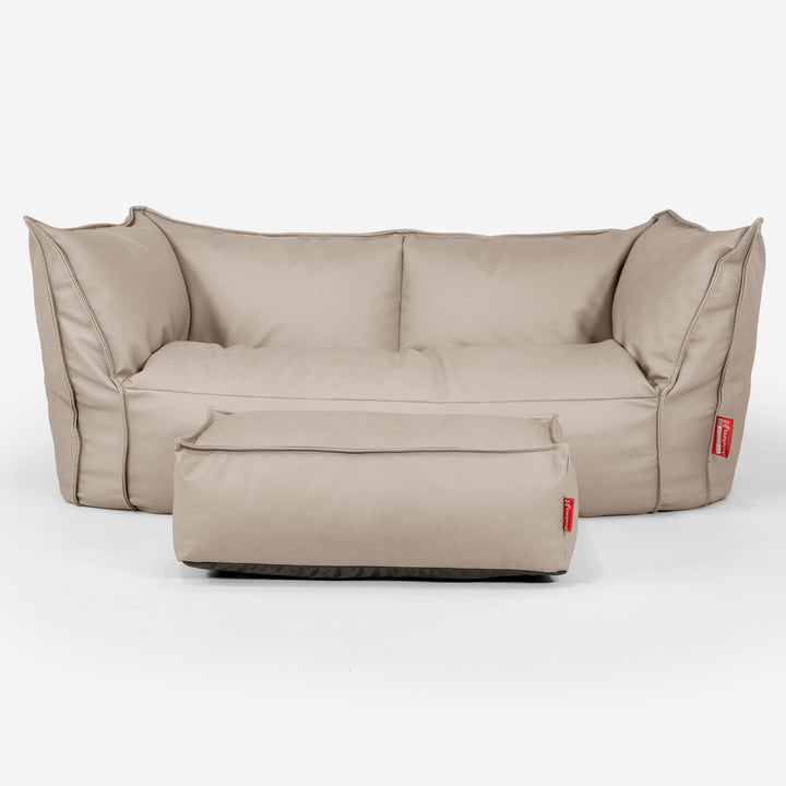 Pouf Canapé Ruben - Cuir Végan Ivoire 02
