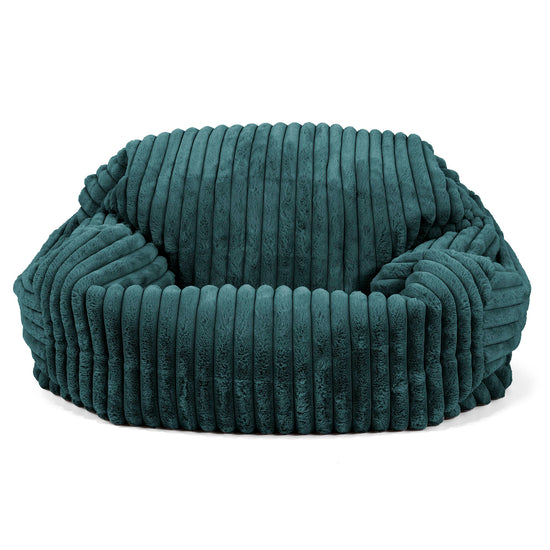 Pouf Canapé Sabine - Velours Côtelé Ultra Pelucheux Bleu Canard 01