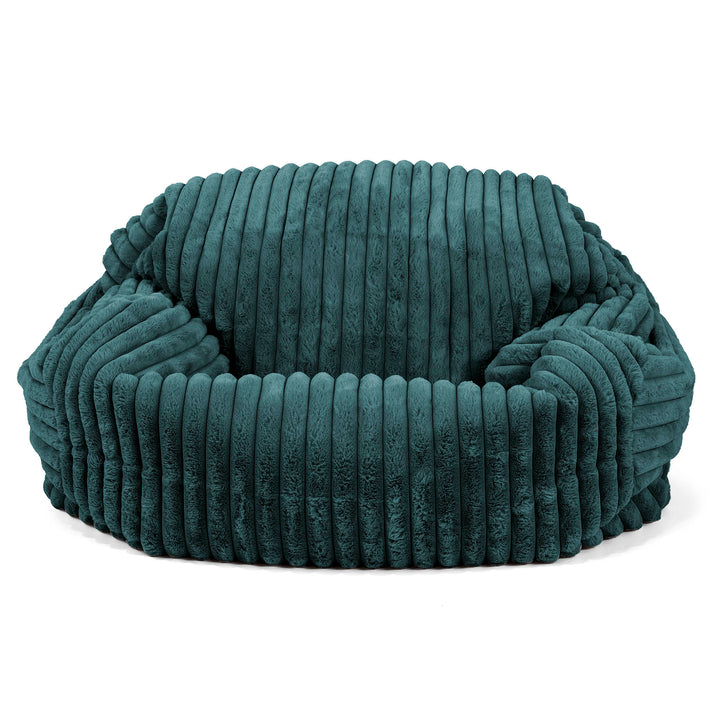 Pouf Canapé Sabine - Velours Côtelé Ultra Pelucheux Bleu Canard 01