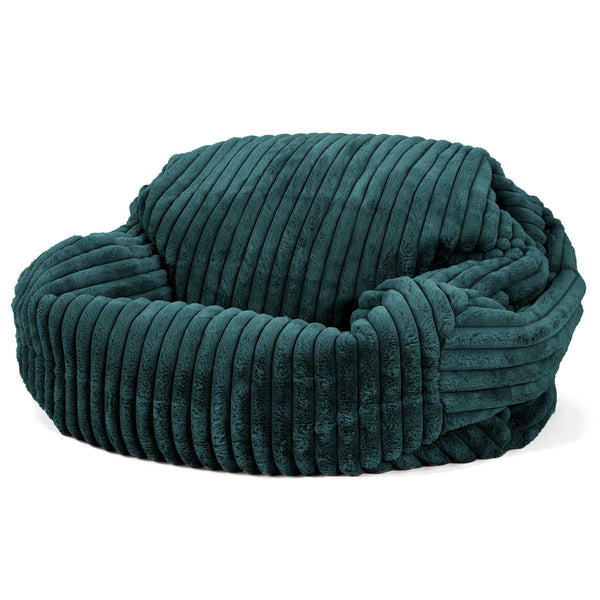 Pouf Canapé Sabine - Velours Côtelé Ultra Pelucheux Bleu Canard 02