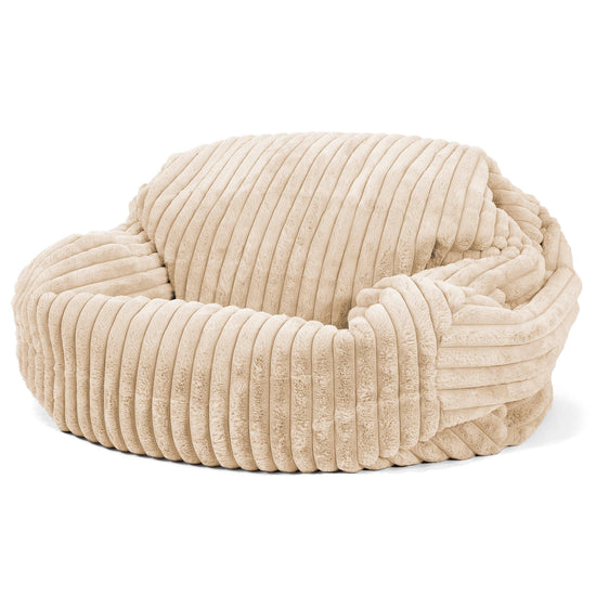 Pouf Canapé Sabine - Velours Côtelé Ultra Pelucheux Crème 02
