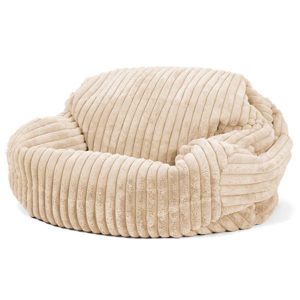 Pouf Canapé Sabine - Velours Côtelé Ultra Pelucheux Crème 02