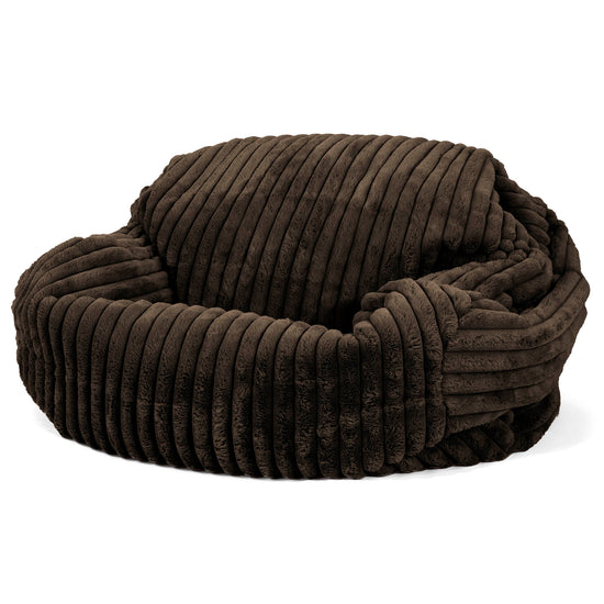 Pouf Canapé Sabine - Velours Côtelé Ultra Pelucheux Marron Meuse 02