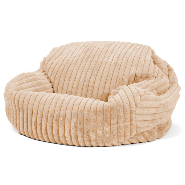 Pouf Canapé Sabine - Velours Côtelé Ultra Pelucheux Pêche 02