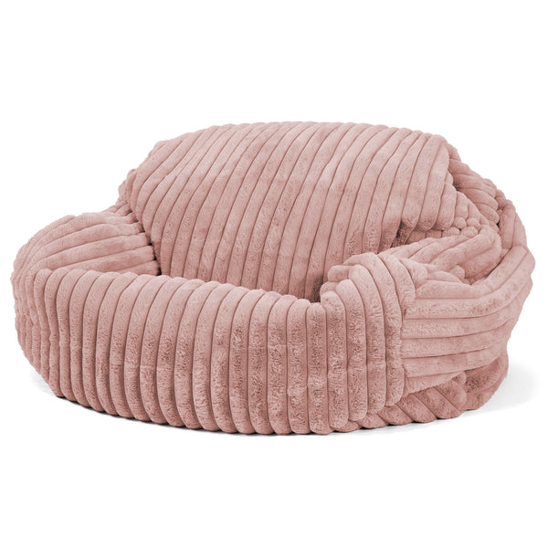 Pouf Canapé Sabine - Velours Côtelé Ultra Pelucheux Rose Pastel 02
