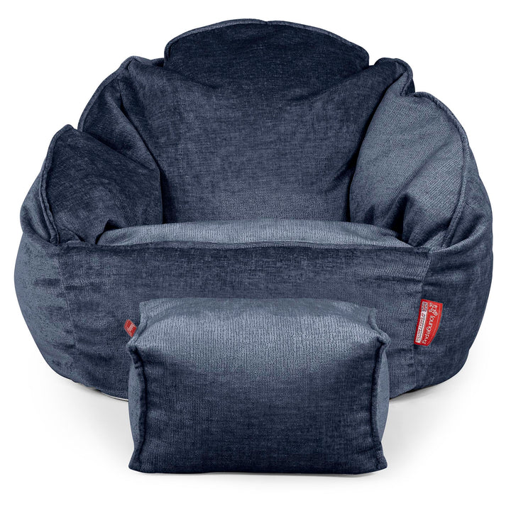 Pouf Chaise Bubble - Chenille Bleu Marine 02