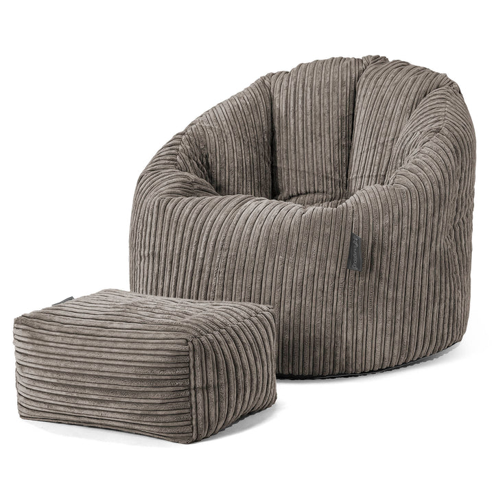 Pouf Chaise Design - Côtelé Anthracite 02