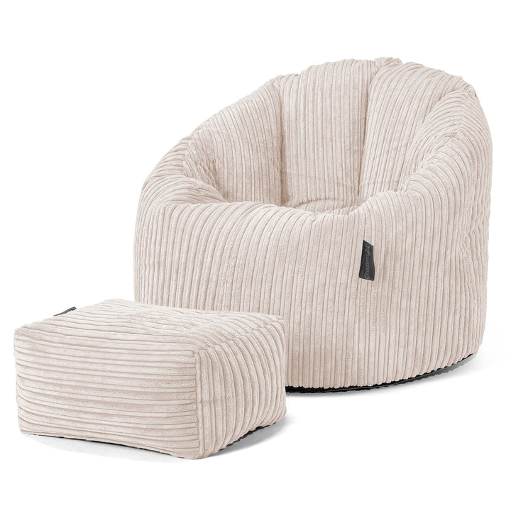 Pouf Chaise Design - Côtelé Ivoire 02