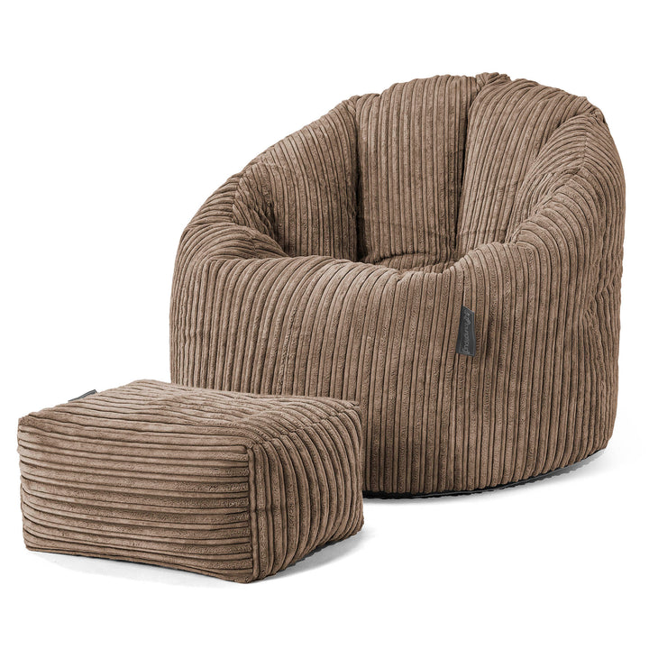 Pouf Chaise Design - Côtelé Moka 02