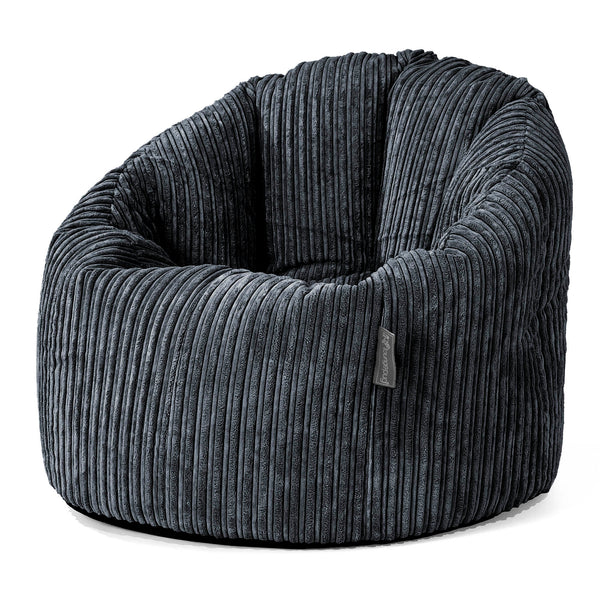 Pouf Chaise Design - Côtelé Noir 01