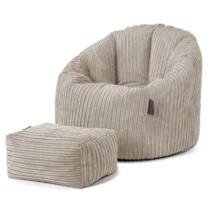 Pouf Chaise Design - Côtelé Vison 02